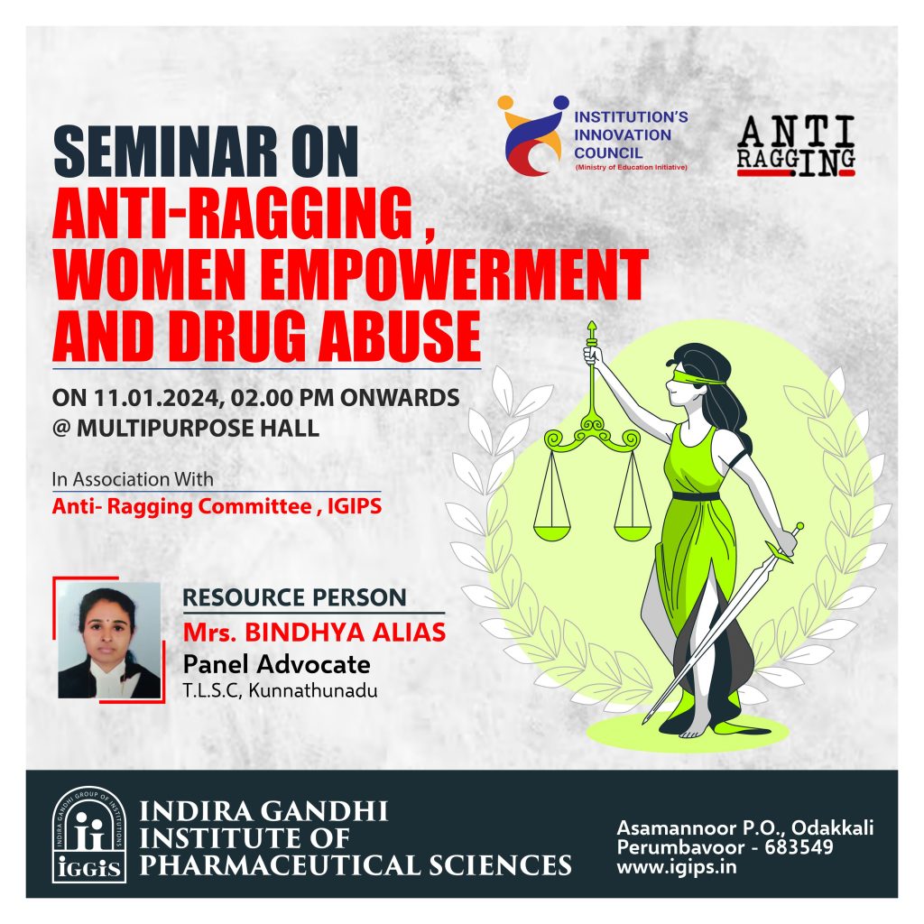 SEMINAR ON ANTI-RAGGING,WOMEN EMPOWERMENT AND DRUG ABUSE